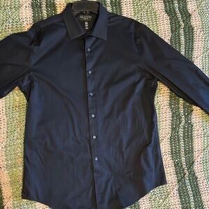 Alfani Men's Black Dress Shirt Size L (16-16 1/2) 34-35 sleeves never worn!